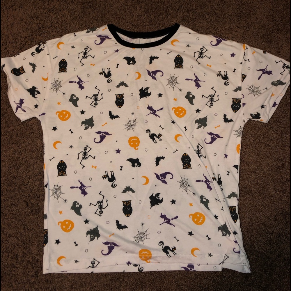 White tee with Halloween Design